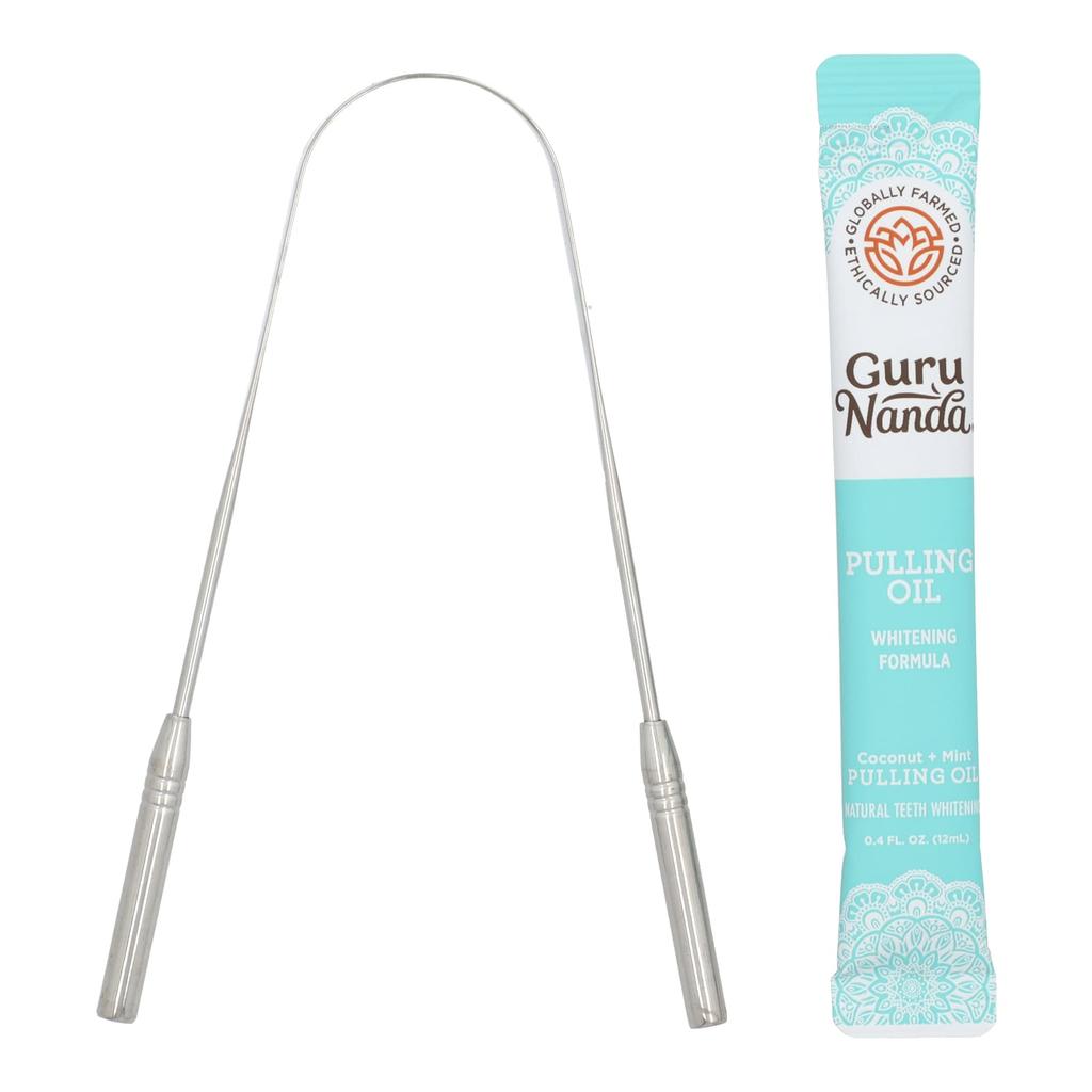 GuruNanda Отбеливающее масло для вытягивания волос, кокос + мята, 28 упаковок, 0,4 жидких унций (12 мл) каждый