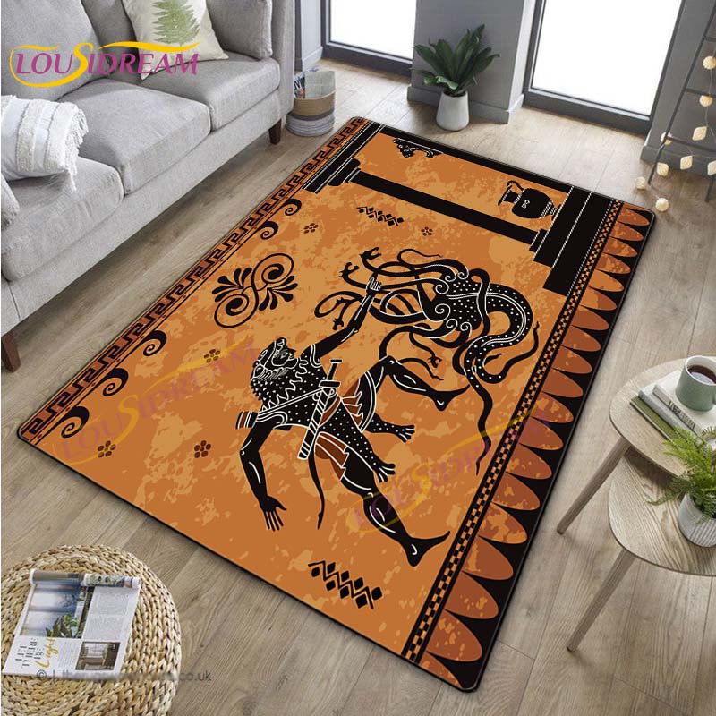 3D Египетский ковер «Древний всадник», греческий ковер, ковер Древнего Египта для гостиной, спальни, кухни, греческий домашний декор, нескользящий напольный коврик