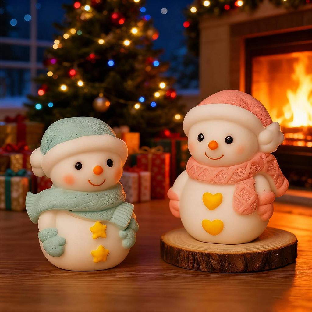 2pcs Cute Christmas Molds for Resin Easy Release Snowman Candle & Soap Making Home Decor Party Art Projects Winter Crafting Tool