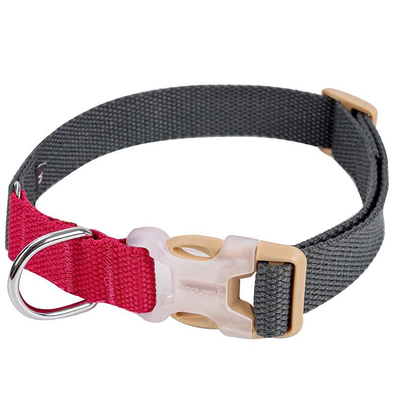 INS Color‑block Polyester Cotton Webbing Dog Collar Soft Adjustable Quick Release Buckle Pet Collar for Small Medium Dog Walking Pet Supplies
