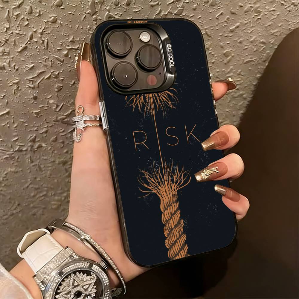 Чехол для телефона Day Trader Trading RISK RICH для iPhone 17,16,15,14,13,12,11 Plus,Pro Max,XS, Цветной Серебристо-Черный Чехол