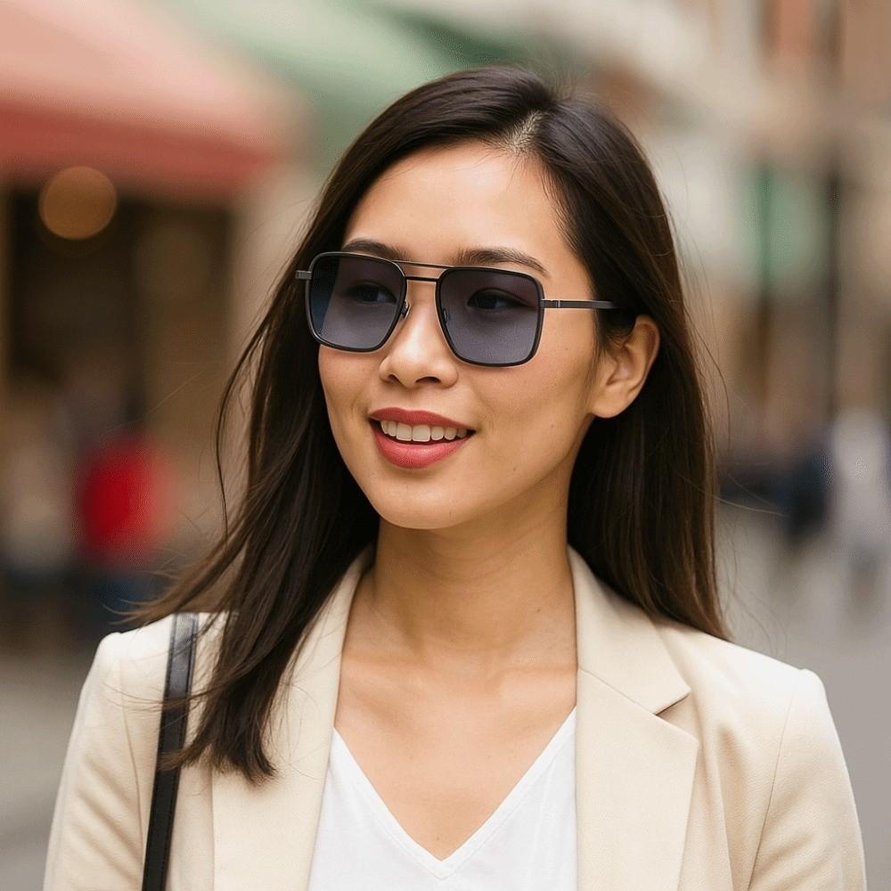 Punk Double Beam Sun Glasses Big Frame Men Eyewear Personalized Square Sunglasses Unisex