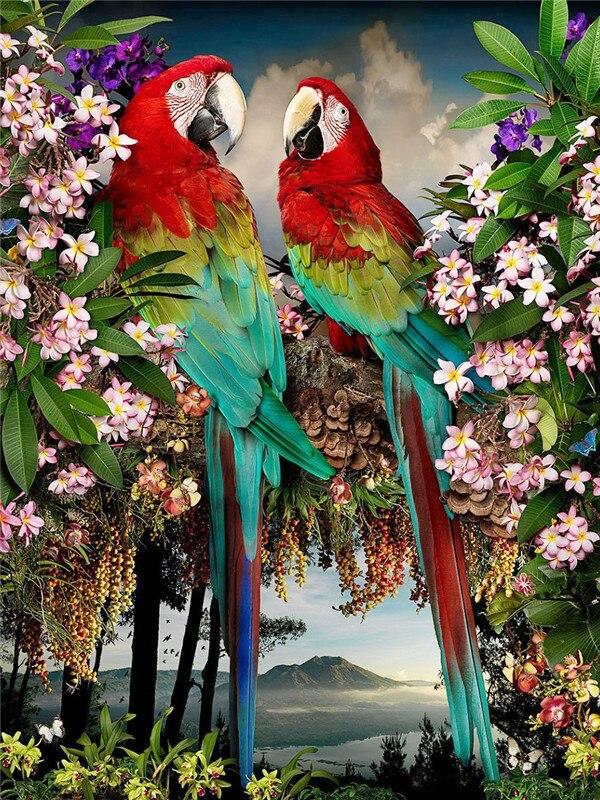 5D Diamond Painting Parrot Diamond Embroidery Full Round Drill Kits Animal Mosaic Diy Home Decor Art