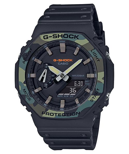 Casio Мужские часы G-SHOCK из смолы, водостойкость 200 м, аналогово-цифровые, ударопрочные, кварцевые, GA-2100SU-1A