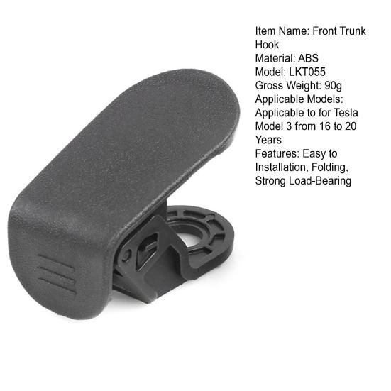 1 Pair Front Trunk Hook for Tesla Model 3, Strong Load-Bearing Hidden Grocery Bag Holder, Foldable Frunk Organizer Accessory