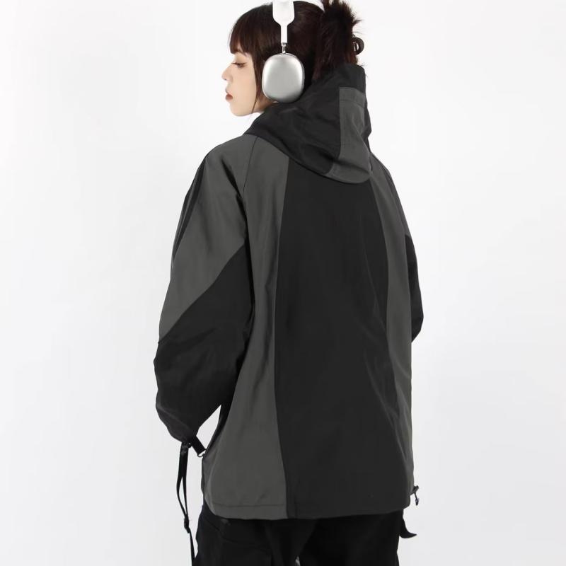 Уличная куртка Techwear, женские ветровки, винтажные спортивные куртки в стиле Харадзюку, уличный анорак на молнии с капюшоном