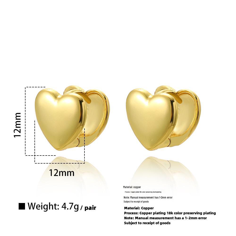Стильные двухсторонние серьги-каффы в форме сердца - Не тускнеющая медная бижутерия для женщин