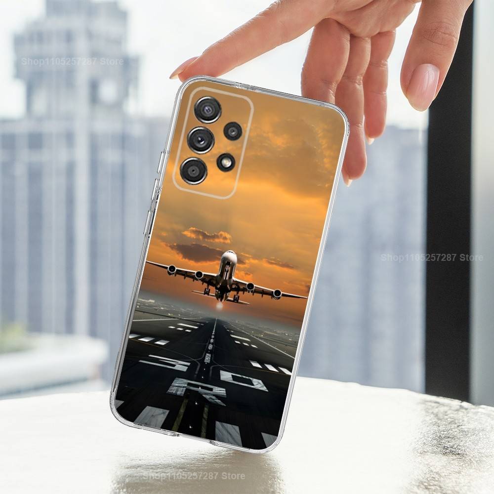 Авиация Искусство Чехол для самолета для Samsung A30,71,51,S9,10,20,Ultra,Lite,S22,FE,23,21,Plus, Прозрачный, Силикон