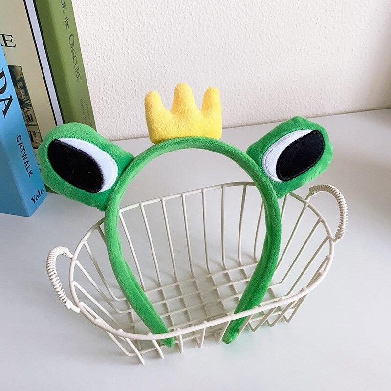 Мультяшные большие глаза лягушки, плюшевые обручи для волос с бантом для женщин, сладкий макияж, повязка для волос, повязка на голову, аксессуары для волос для девочек, корейские головные уборы