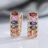 Full Inlay Geometric Zircon Multi Color Gold Plated Earrings Women Luxury Jewelry