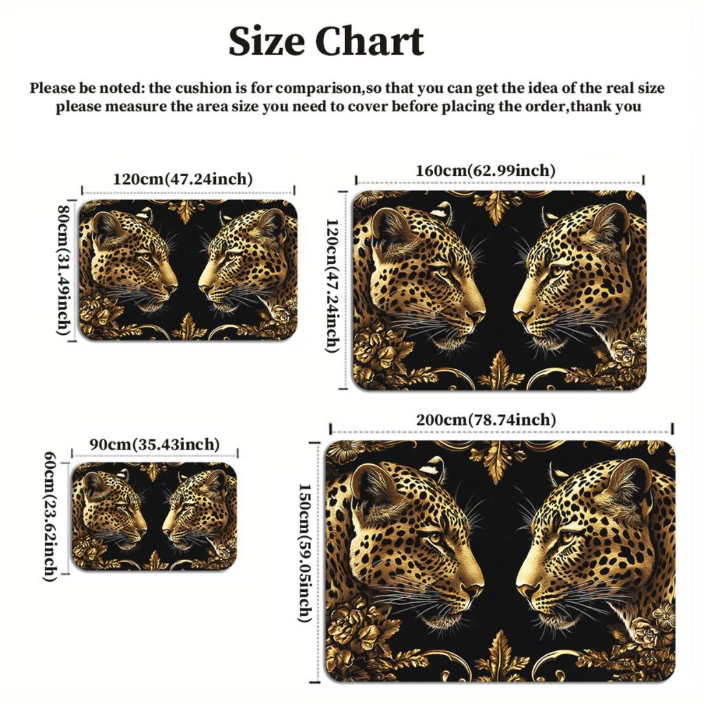 Golden leopard head floral design crystal velvet rug luxury animal print bedroom carpet living room floor mat wild natureart rug