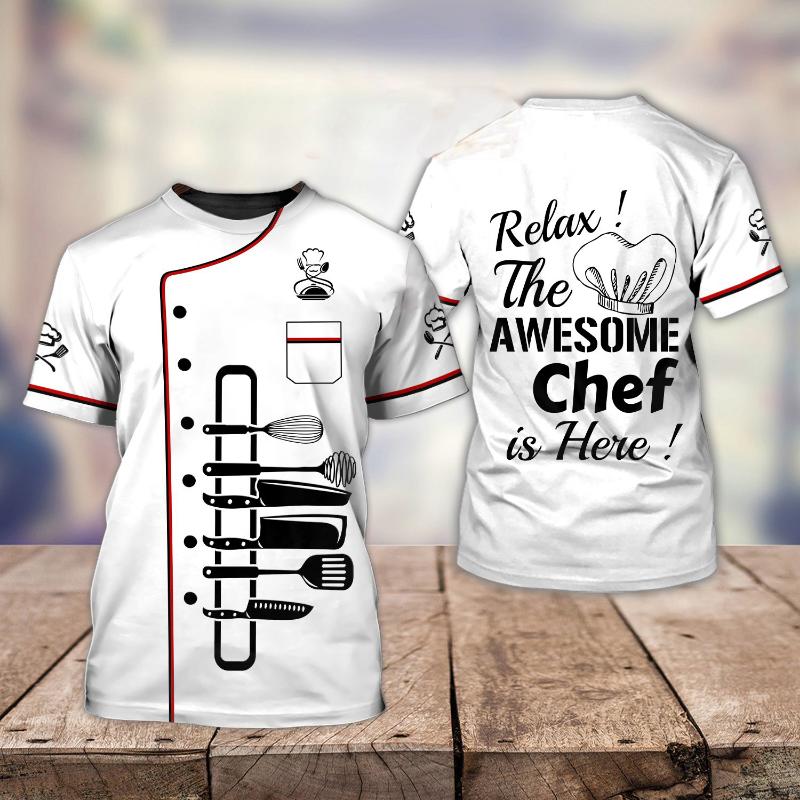 Летняя мужская футболка с изображением шеф-повара, индивидуальная одежда с 3D-принтом, рубашка с круглым вырезом и короткими рукавами, модная уличная одежда в стиле панк 6XL