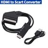 HDMI-Compatible to Scart Converter Plug and Play Audio Video Cable Adapter Scart to HDMI-compatible For VHS VCR DVD HD