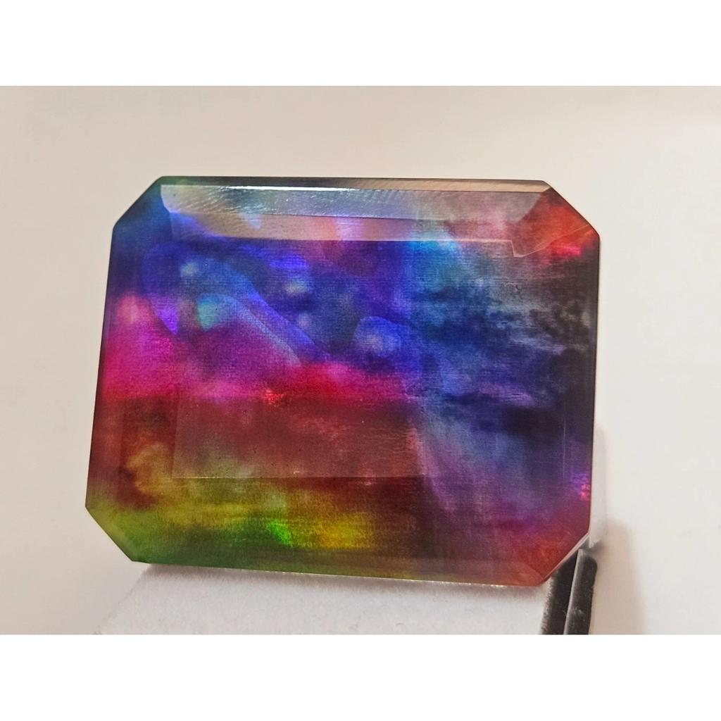 Stunning Ammolite Opal-Like Organic Natural Emerald Cut 50+ Ct Loose Gemstone