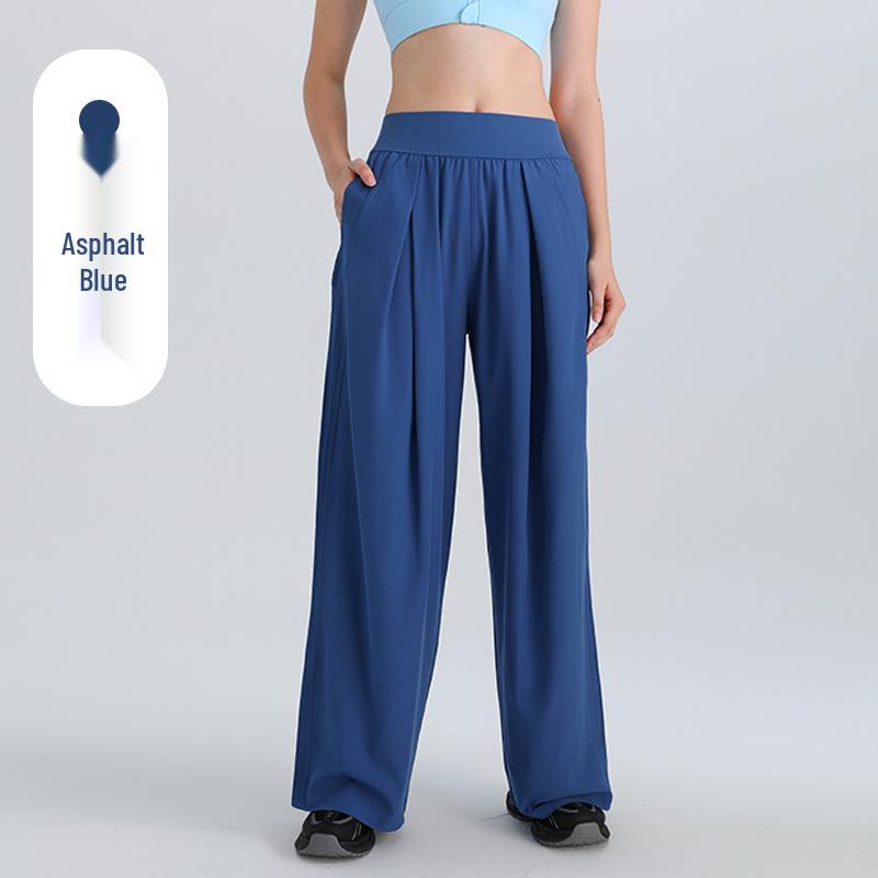 Women's High Waist Wide Leg Summer Yoga Pants with Sun Protection and Pockets