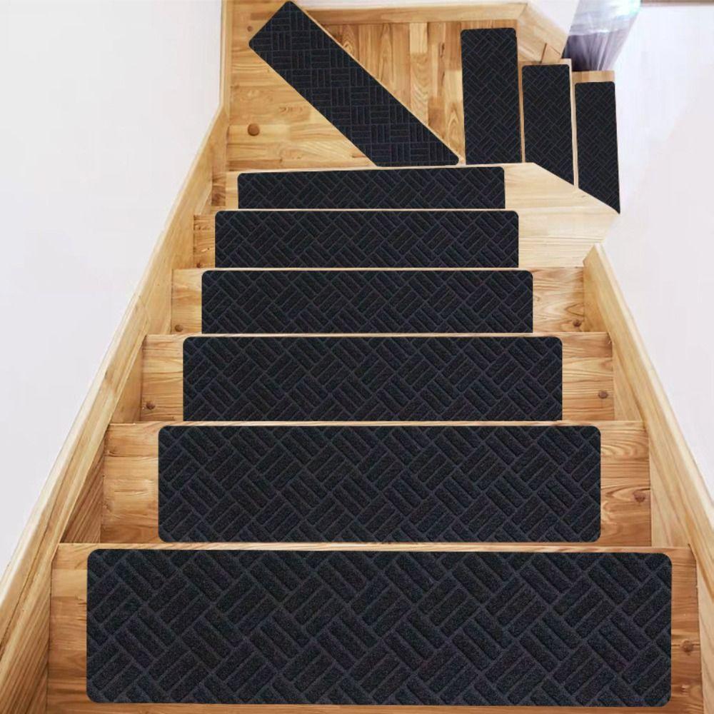 TPR Stair Treads Carpets 76x20cm Brushed Embossed Carpet Indoor Stepping Mat for Kids Elder