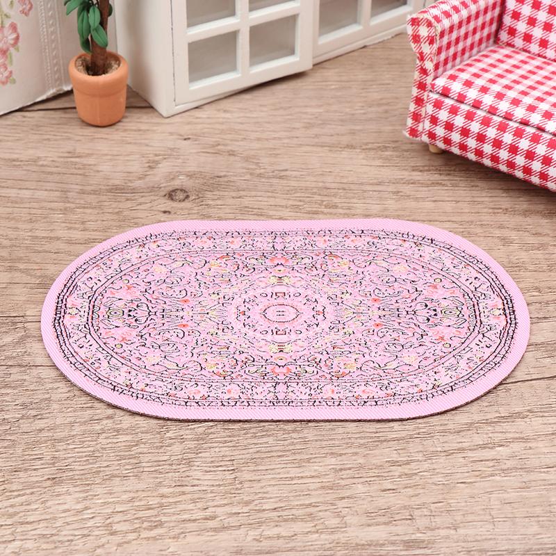 1:12 миниатюрный круглый напольный коврик для кукольного домика, овальный ковер, напольный коврик, модель спальни, гостиной, декор, игрушка, аксессуары для кукольного дома