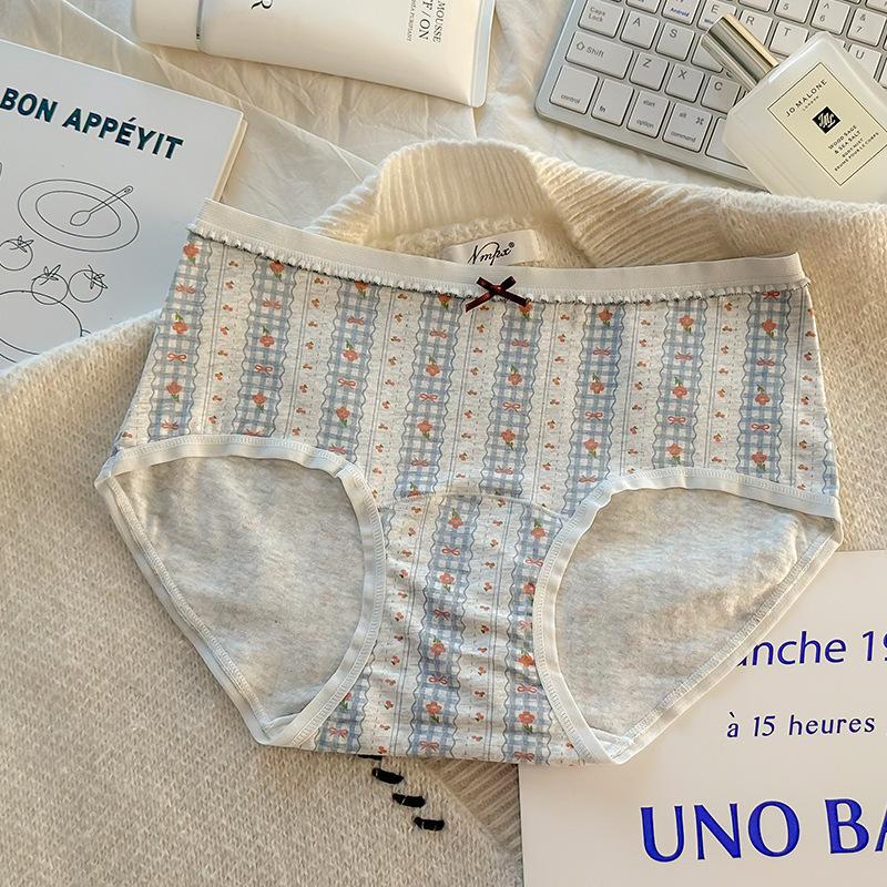 Женские весенне-осенние новые ретро маленькие цветочные хлопковые трусы-слипы с высокой талией и удлиненной ластовицей