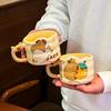 Capybara Cartoon Ceramic Stacking Mug with Handle - Cute Couple Coffee Cup, Birthday Gift