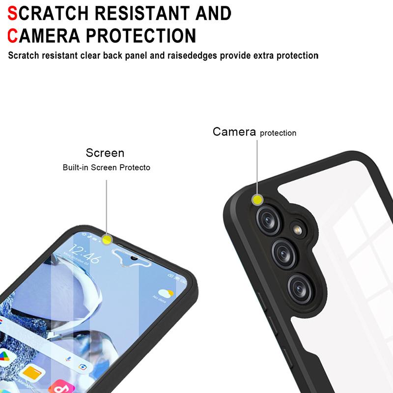 Защитный чехол для телефона 360 на все тело для Samsung Galaxy A51 A52 A52S A53 A54 A55 A56 Прозрачная PC+TPU Противоударная бамперная крышка