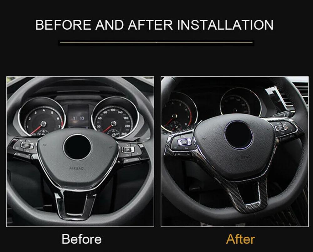 Для Volkswagen VW Tiguan MK2 Golf 7 Polo T-Cross T-Roc Jetta 2017-2019 Отделка панели рулевого колеса автомобиля Крышка кнопки Рамка Декор