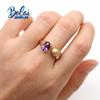 Bolaijewelry Checkboard Cut Natural Amethyst Oval 6*8mm Gemstone Ring Earrings Jewelry Set 925 Sterling Silver Fashion Women's Fine Jewelry