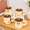 New Cartoon Ceramic Cup with Lid Bear Mug Household Set Water Cup High Value Large Capacity Cup