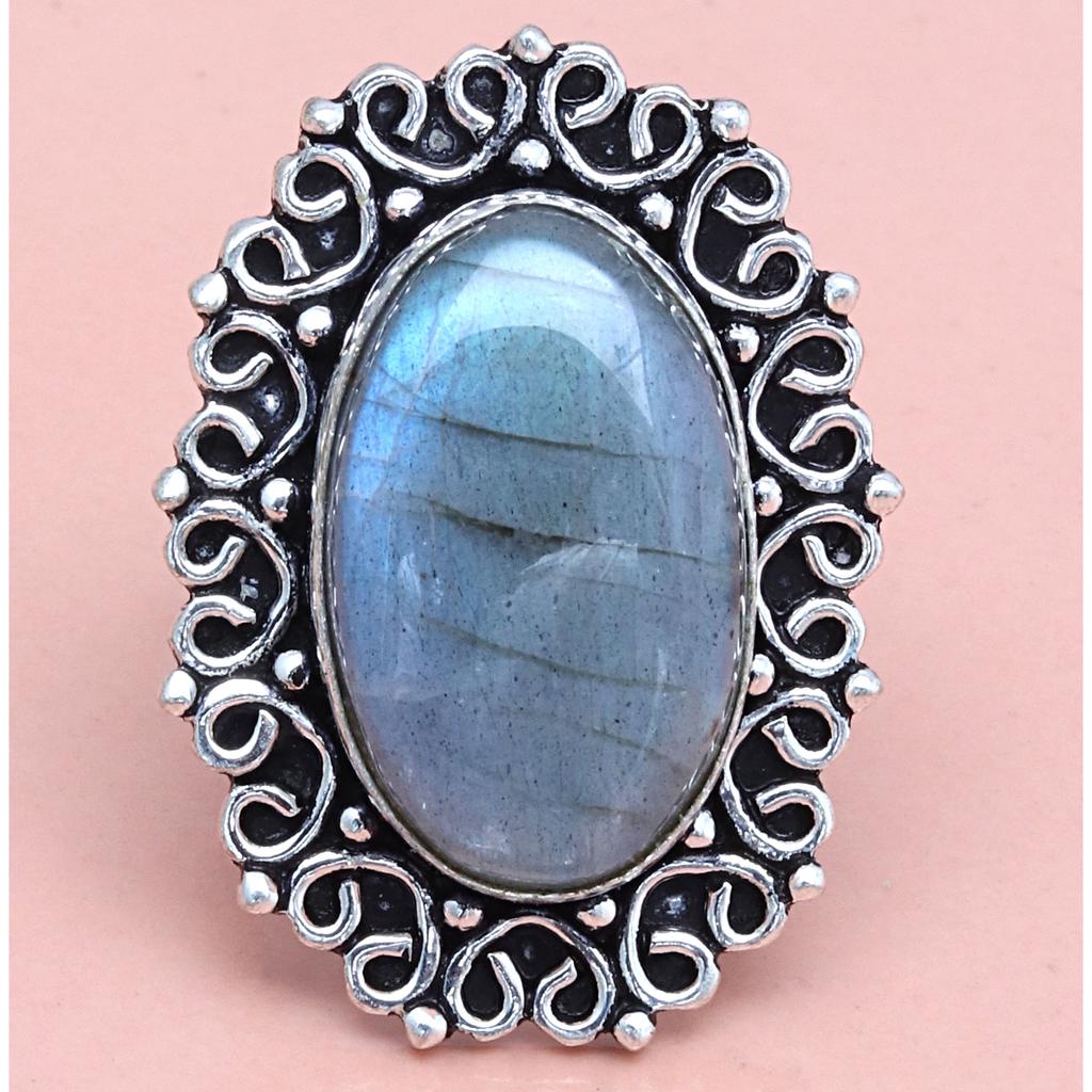 Серебряные украшения ручной работы с драгоценным камнем лабрадорит "6.5"