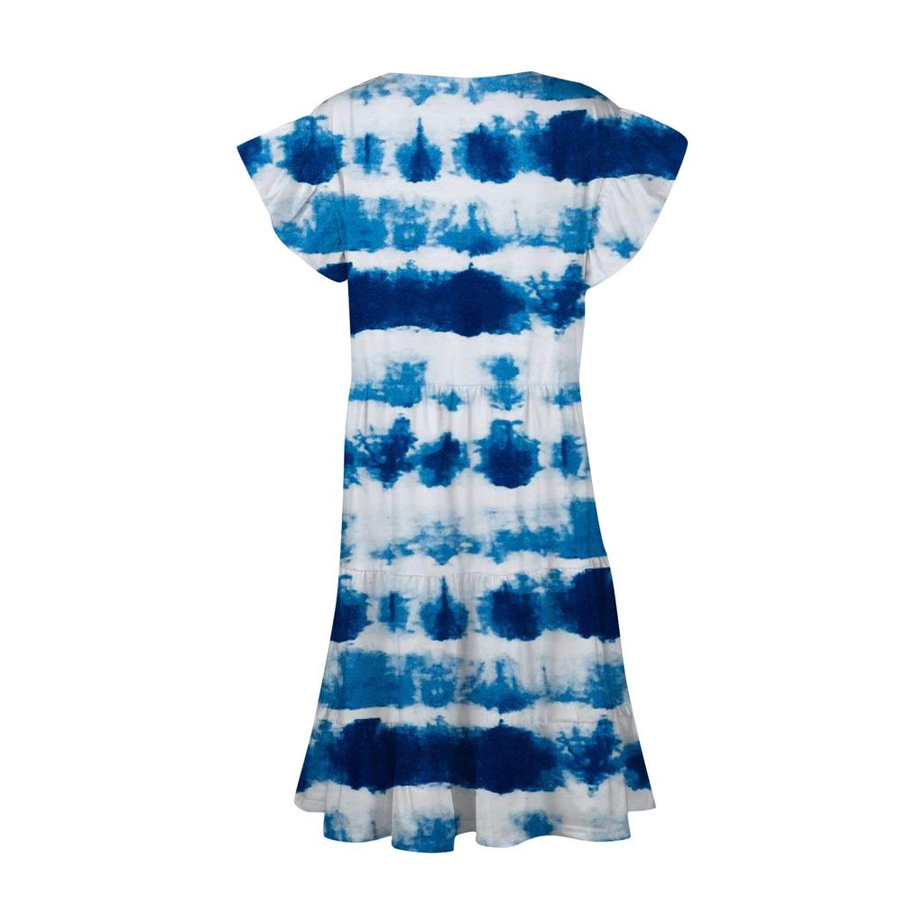 Summer Beach Dress For Women Plus Size Loose  V-Neck Tunic Ruffle Short Sleeve A-Line Comfortable Large Hem Dress