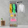 Nyana Home Static Dressing Wardrobe 170x55x35cm 3 Shelves 1 Top Bar 1 Side Hanger