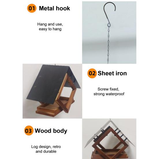 Кормушки для птиц уличные подвесные деревянные кормушки для птиц с атмосферостойкой металлической крышей
