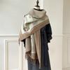 Scarf Women's Autumn and Winter New Core-spun Yarn Camellia Thousand Bird Grid Double-sided Warm Shawl Versatile Decorative Cashmere Scarf