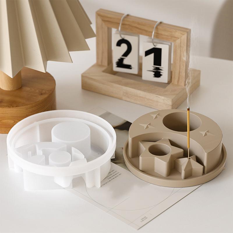 1 шт. Многоразовый подсвечник в виде луны и звезд, Луна и звезды из смолы/гипса, Сделай сам, Подставка для соевого воска/мыла/благовоний