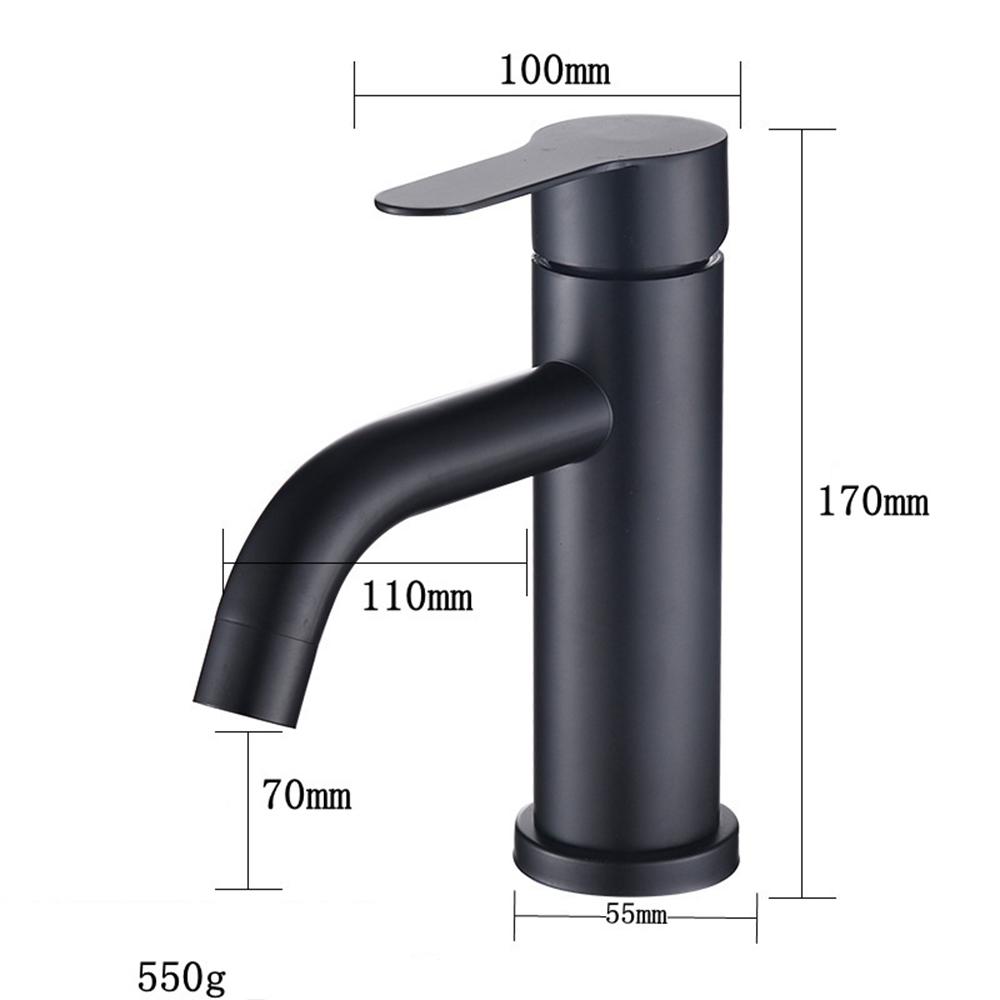 304 Stainless Steel Basin Faucet, Household Bathroom Wash Basin Hot and Cold Faucet, Black Basin Faucet