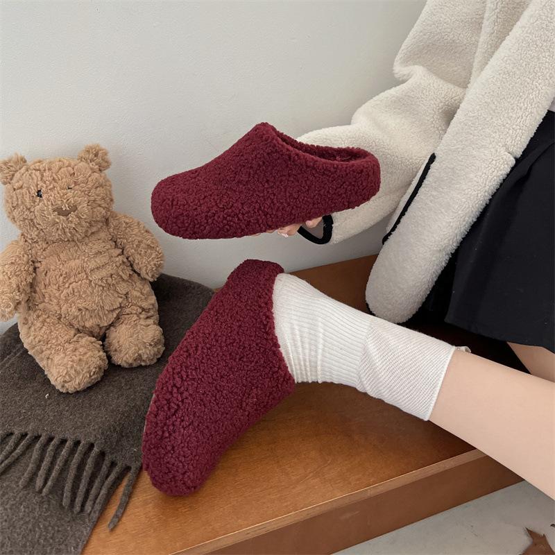 Модные бежевые суперпопулярные тапочки на толстой подошве для женщин, новинка осени и зимы 2025 года, хлопковые тапочки на мягкой подошве