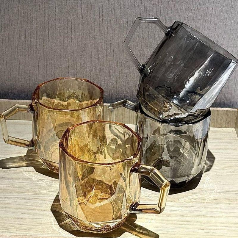 Шестигранная стеклянная чашка с ручкой - Для дома и гостиной, для воды, чая, молока, кофе