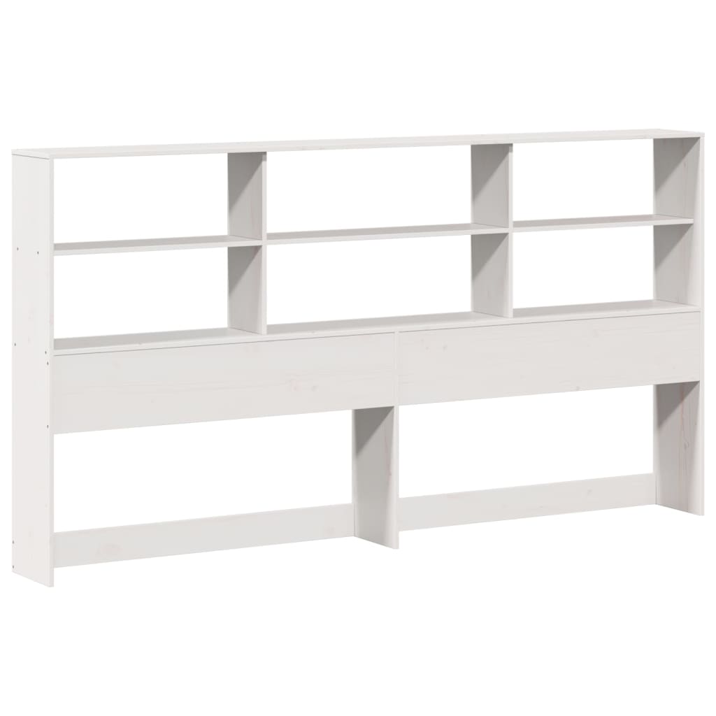 Solid Wood Bed with Shelf Without Mattress White 180x200 cm Pine