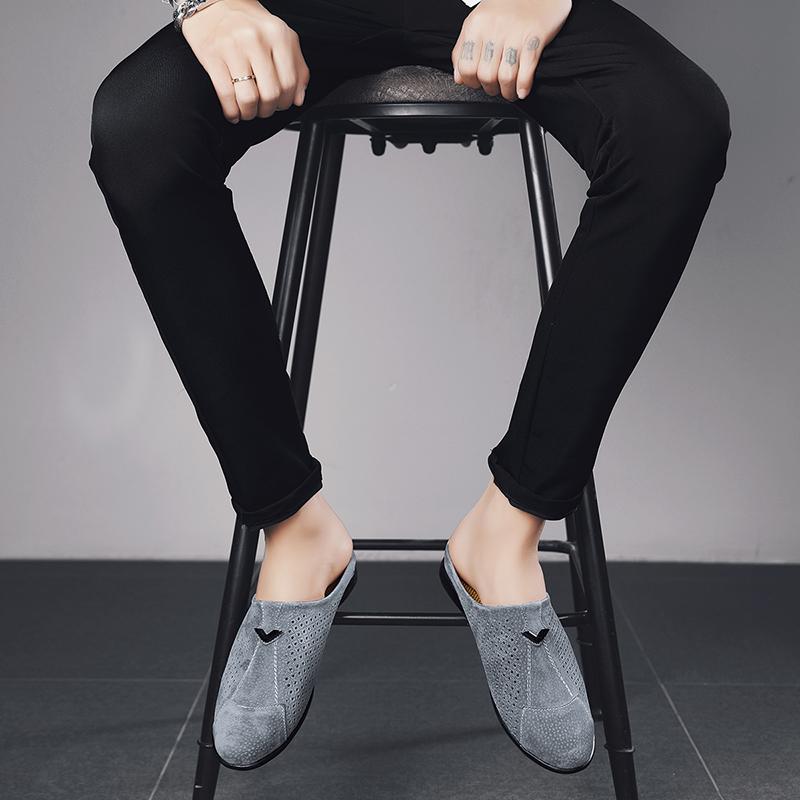 Мужские кожаные тапочки, уличные лоферы