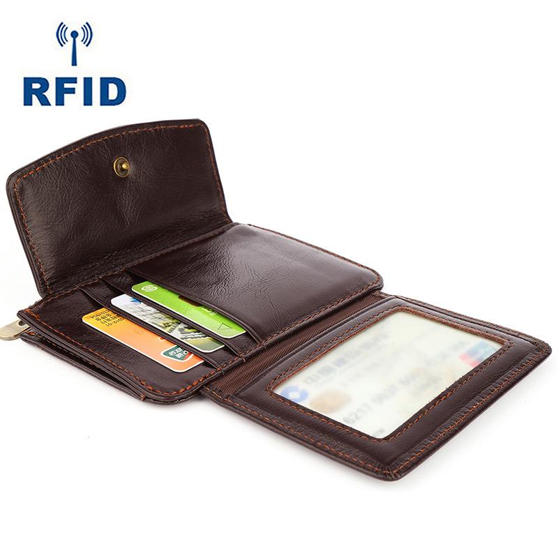 Модный RFID женский верхний слой из воловьей кожи с держателем для кредитных карт, сумка из натуральной кожи, простой ультратонкий кошелек на молнии для монет