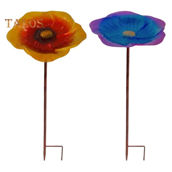 Bee Watering Station with Metal Stake Vivid Flower Design Simple Installation Hummingbird Food Holder Bird Feeder Decoration