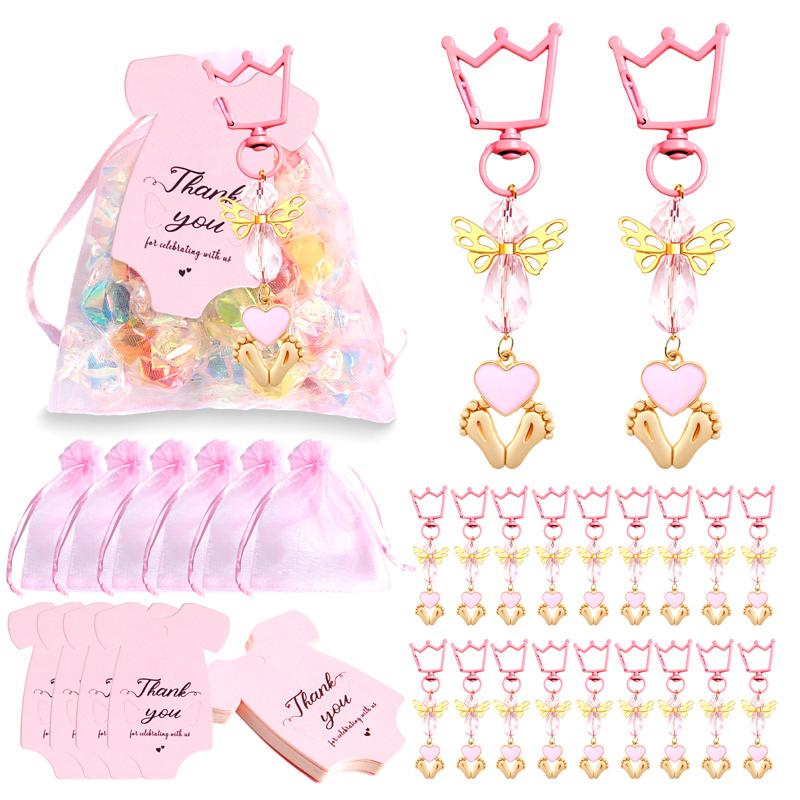 20 Sets Baby Shower Party Favors Include Baby Shower Angel Keychains Thank You Card Organza Bag For Baby Shower Birthday Party