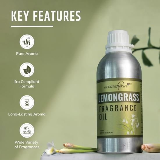 Аромамасло Aromahpure Лемонграсс | 500 мл Неразбавленное и Натуральное | Стойкий Аромат для Ароматерапии, Изготовления Свечей и Мыла, Диффузоров, Освежителей Воздуха