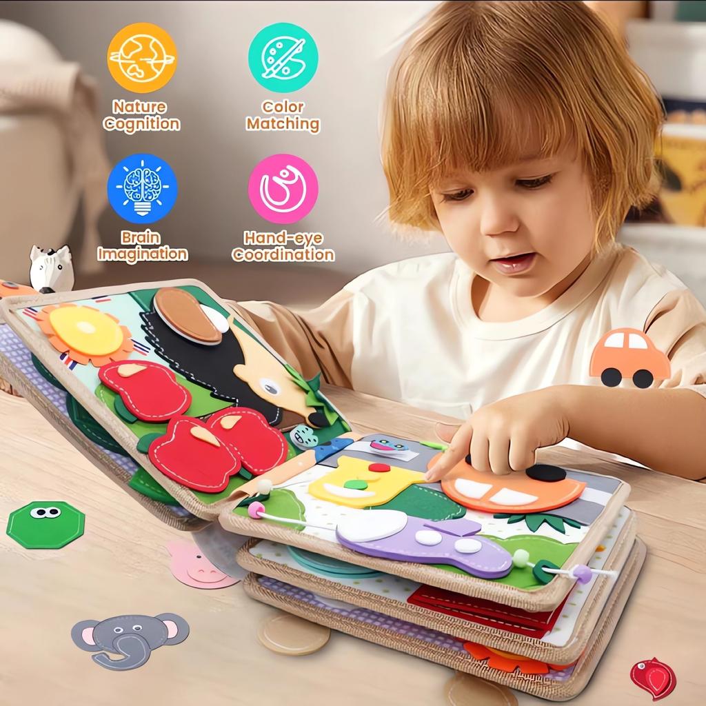 Montessori Toy Busy Book Children Shape Toy Fine Infant Early Color Cognitive Educational Toys Learning Basic Life Skills Toys