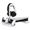 Многофункциональная горизонтальная подставка для консоли PS5 Slim/Pro с ослепляющими RGB-цветами, оснащенная 3 вентиляторами охлаждения