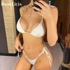 Sexy Wrinkled Halter Brazilian Bikini Female Swimsuit Women Swimwear Two-pieces Bikini Set Bather Bathing Suit Swim Lady