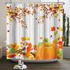Autumn Forest Maple Shower Curtain Natural Jungle Leaves Pumpkin Fall Bathroom Shower Curtain Waterproof Shower Curtain Decor
