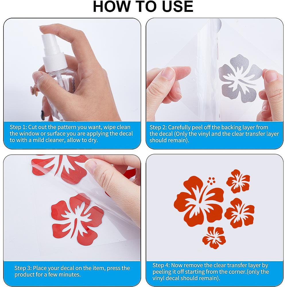 PET Self Adhesive Car Stickers Waterproof Floral Car Decorative Decals for Car Decoration Red 150x150x0.2mm