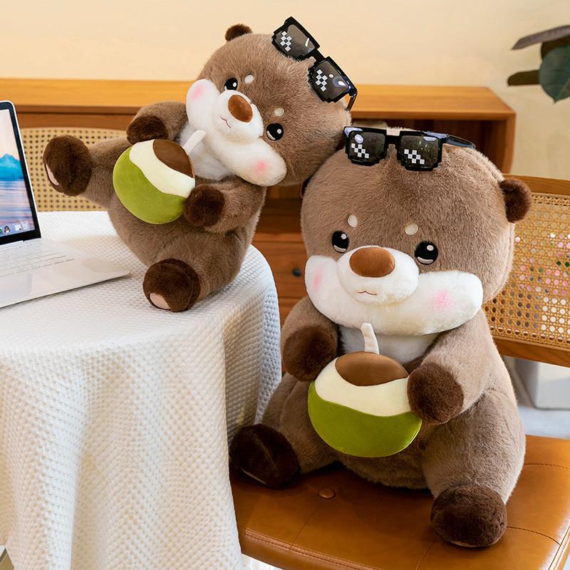 Adorable Coconut Drinking Sloth Capybara Plush Toy Soft Stuffed Animal Gift For Birthdays