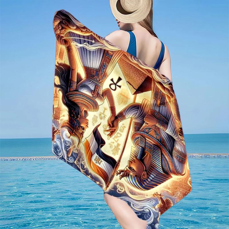Egyptian Love Story Beach Towel, Super Soft Microfiber, Gift for Her/Him, Birthday, for Pool, Beach, Travel, Home Decor Fan gifts