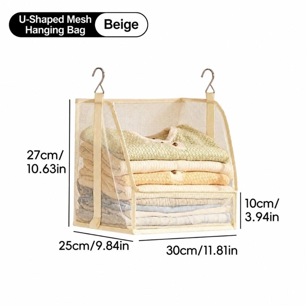 Open Front Hanging Storage Basket Stackable Wardrobe Hanging Basket Closet